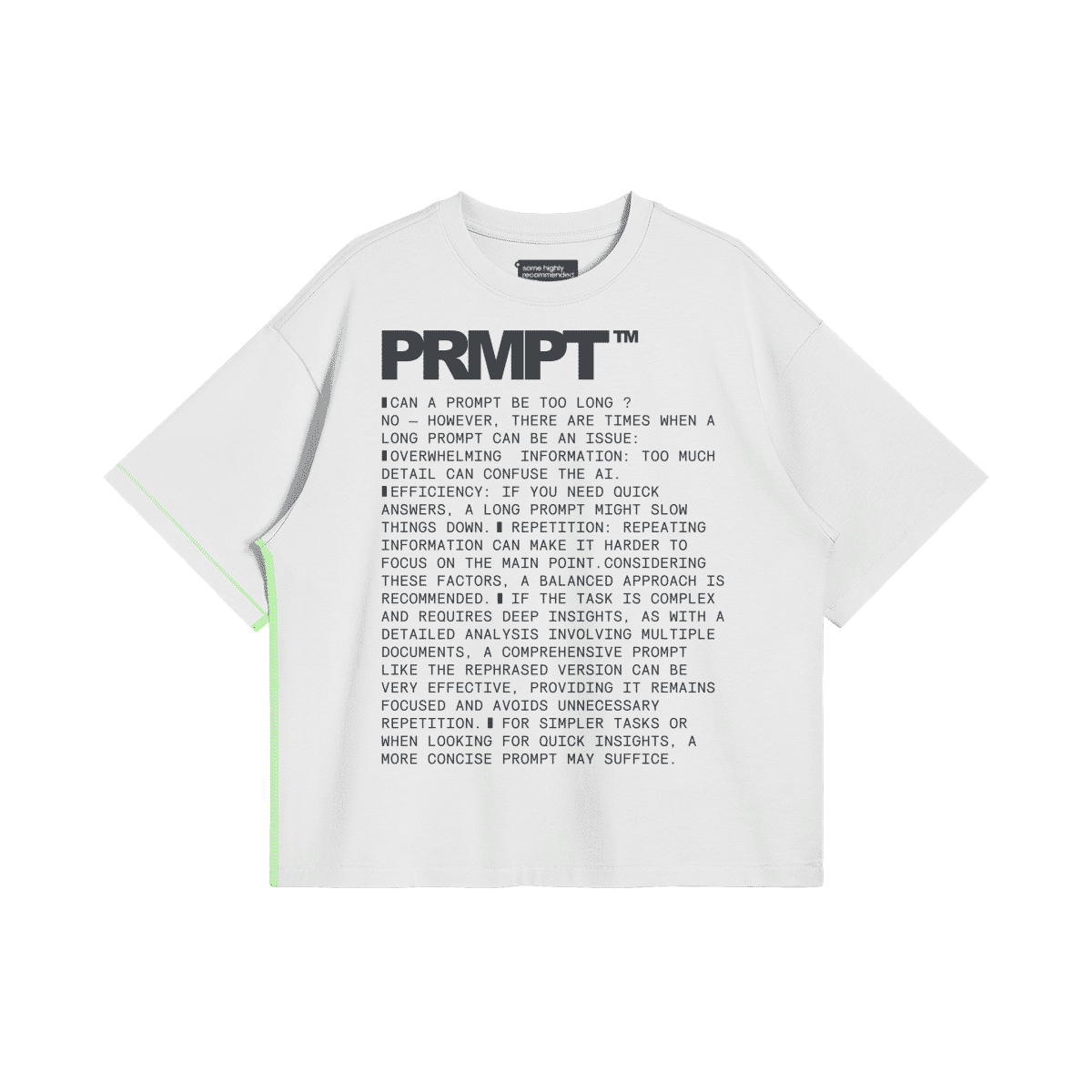 Trendy oversized T-shirt with large print modern typography for bold young fashion lovers. Perfect for fashion-forward individuals seeking modern arts style.