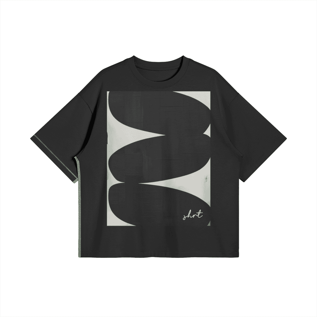 Bold oversized t-shirt featuring modern art large print with abstract typography for young fashion lovers. Perfect for expressing bold attitude.