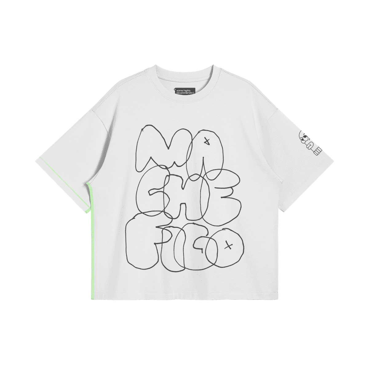 Trendy oversized T-shirt with bold large print modern typography design for young fashion lovers. Perfect statement piece for bold attitude fashion.